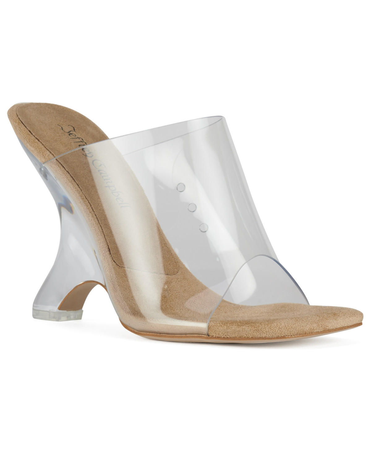Jeffrey Campbell Women's Bare Sculpted-Wedge Sandals - Nude Suede Clear | Macy's