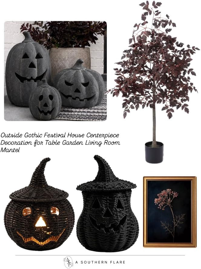 Tioncy 2 Pack Fall Decor Halloween Decorations Terracotta Pumpkin Decoration Handmade Clay Pumpki... | Amazon (US)