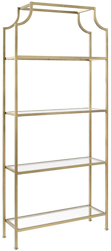 Crosley Furniture Aimee Bookshelf with Glass Shelves, Bookcase Storage, Gold and Glass | Amazon (US)