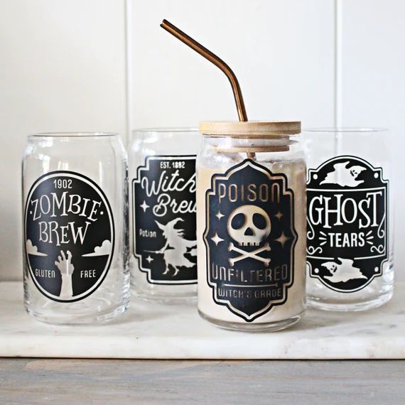 Poison Beer Can Glass | Soda Can Glass | Iced Coffee Glass | Halloween Glass Beer Can | Glass Can... | Etsy (US)