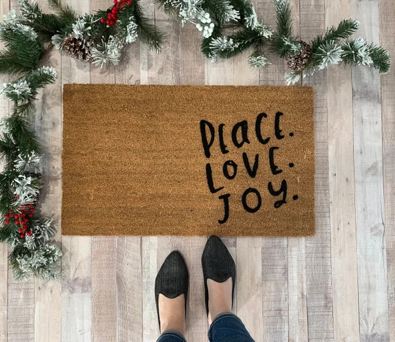 peace love, Christmas Doormat, Winter Doormat, Holiday Door Mat, Christmas Decor, Porch Decor, Fr... | Etsy (US)