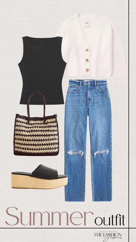 Spring Outfit | Summer Outfit | Casual Outfit | Fashion over Forty | Forties Fashion | Denim | Jeans | Styling Denim | Basics | Wedge | Sandals | Tank Top | Tote Bag | Tracy | The Fashion Sessions 

#LTKover40 #LTKitbag #LTKstyletip