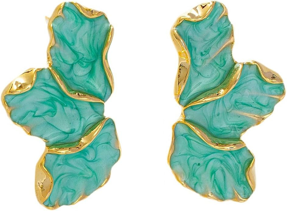 Petal Earrings for Women Irregular Large Floral Stud Earrings White Pink Blue Green Unique Statem... | Amazon (US)