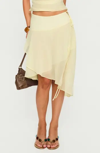 Evaleine Lace-Up Asymmetric Chiffon Skirt | Nordstrom