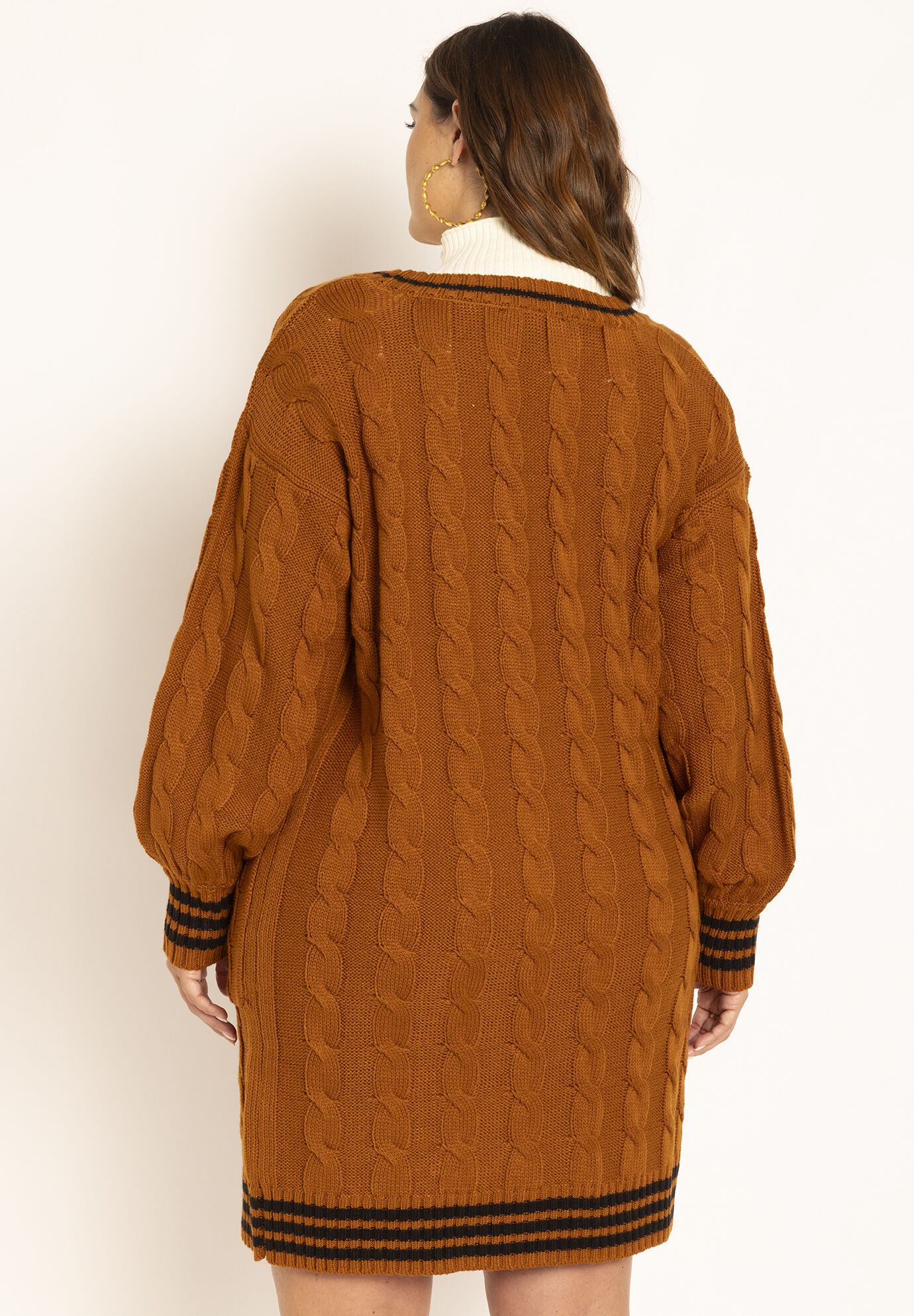 Cardigan Sweater Dress With Stripe Detail | Eloquii