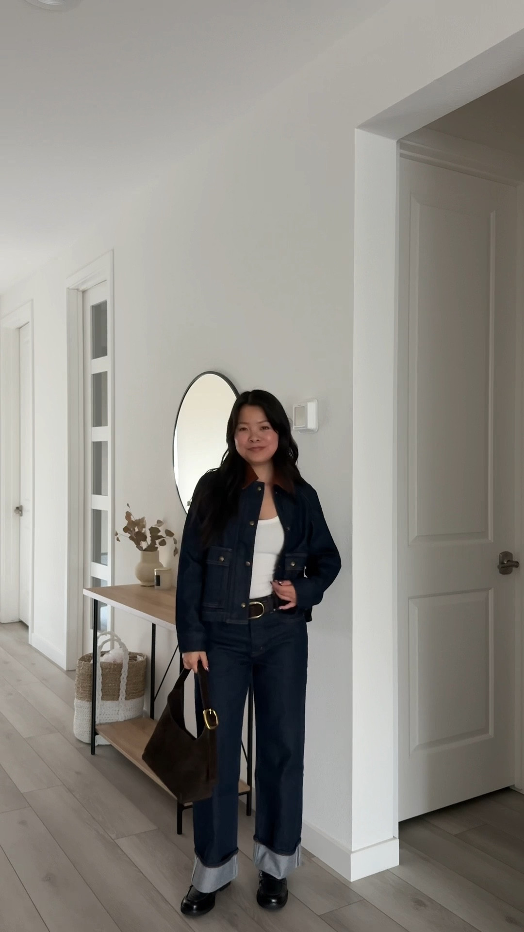 Size XXS in denim barn jacket
Size 25 Petite in jeans 
Size XS in belt 
Loafers run TTS


#LTKStyleTip #LTKPetite #LTKSaleAlert