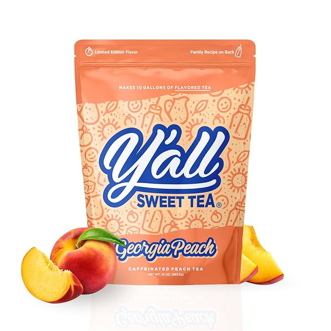 Y'all Sweet Tea - Peach Flavored Iced Tea Bags One Gallon Size in 10 Gallons Per Pack Quick Brew ... | Amazon (US)