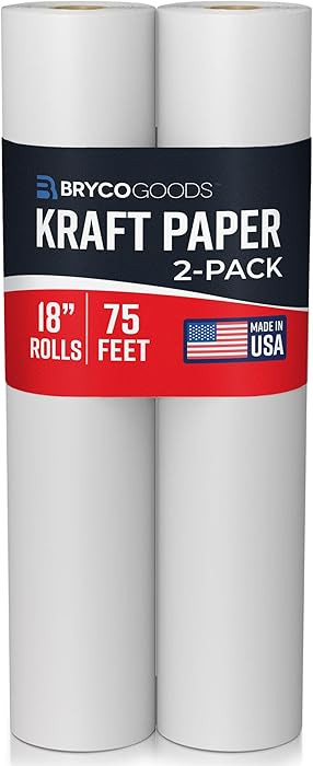 Bryco Goods Kraft Paper Roll - 18” x 75’ (900”) - Pack of 2 - White Easel Paper for Drawing... | Amazon (US)