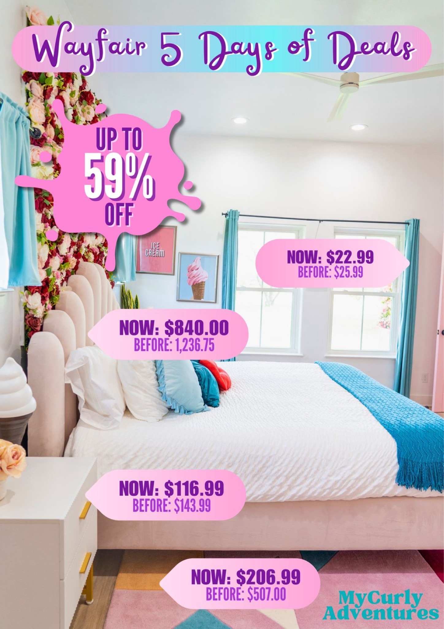 These cozy pink velvet upholstered bed with curved headboard, stylish bedside table cabinet, long blackout curtain and hand tufted wool carpet rug are now on sale for up to 59% off at Wayfair’s 5Days of Deals!

- bedroom makeover, bedroom design, modern home decor, home styling, home design inspiration, home ideas, best interior design, home accessories, furniture, house decor, fall decor, holiday decor, home accents, home styling, home design, home improvement, Wayfair sale, best Wayfair Deals

#LTKxWayfair #LTKHome #LTKSaleAlert #LTKFindsUnder50 #LTKFindsUnder100 #LTKStyleTip #LTKFamily
