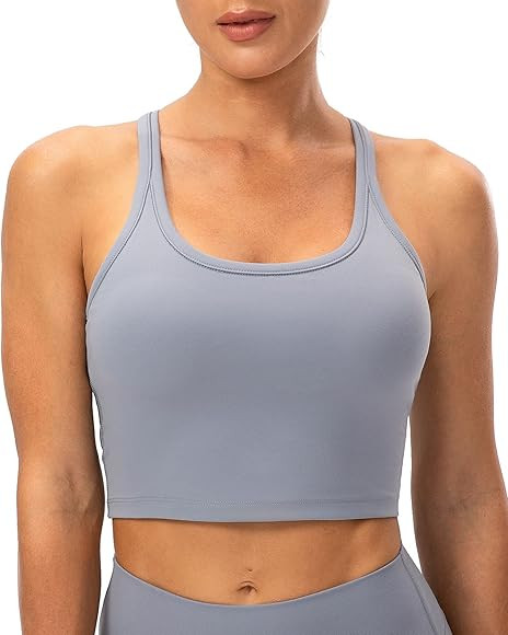 Lavento Women's Racerback Sports Bra Yoga Crop Top with Built in Bra | Amazon (US)