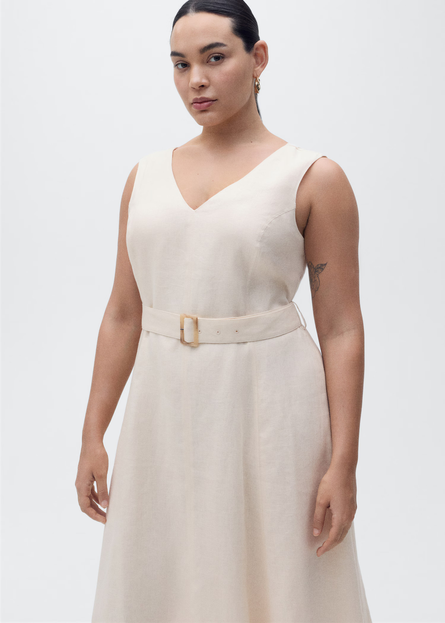 Belt linen dress - Women | MANGO United Kingdom | MANGO (UK)