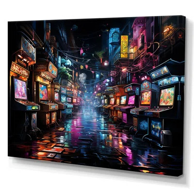 Neon Arcade video game dream - Video Games Large Wall Art | Wayfair North America