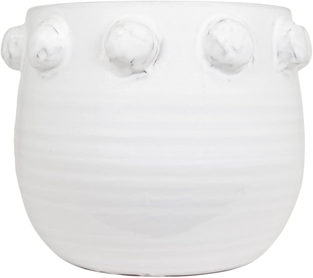 Creative Co-Op White Terracotta Planter with Bubble Design at Top | Amazon (US)