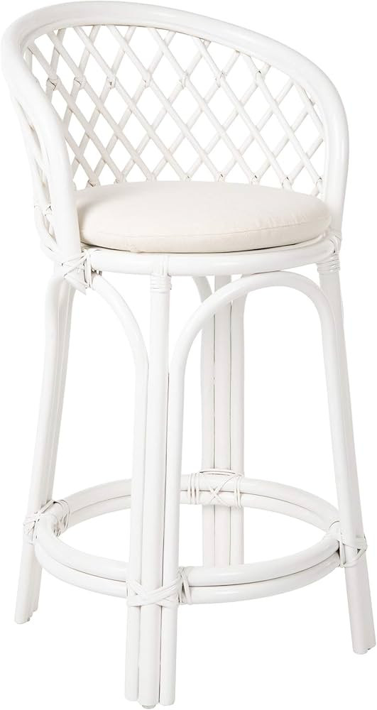 Kouboo Rattan Criss-Cross, White Kitchen Counter Stool, Height (1110170) | Amazon (US)