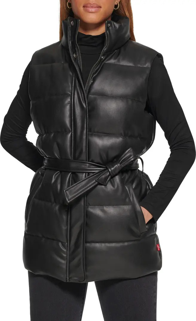 361™ Belted Faux Leather Puffer Vest | Nordstrom