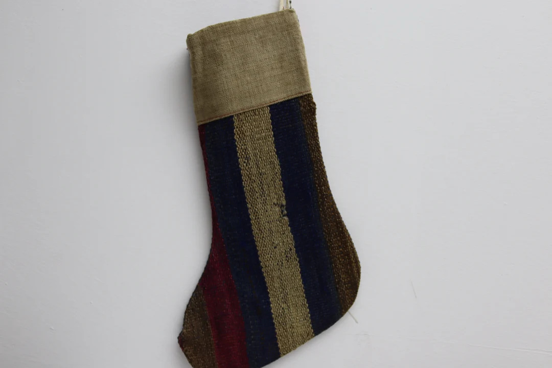 natural wool decorative striped kilim socks christmas tree decor socks christmas tree decor 11x18... | Etsy (US)