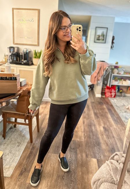 Cozy zip up sweatshirt / oversized sweatshirt / half zip / casual ootd / sweatshirt and leggings / midsize style / size large - this one is part of a set but also linked the other one that I have in grey that’s not a set- wearing a large 

#LTKstyletip #LTKmidsize #LTKxPrime