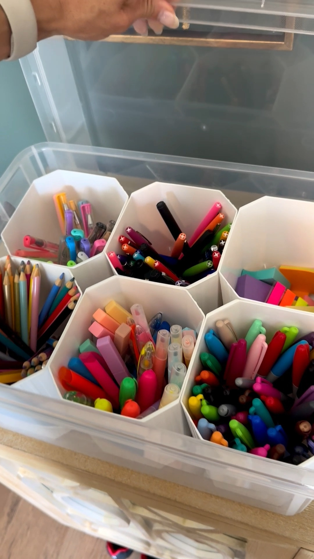 This multipurpose stackable container is perfect for organizing markers, crayons, pencils, etc.
Each of the individuals sections are removable. 

#LTKFindsUnder50 #LTKHome #LTKKids