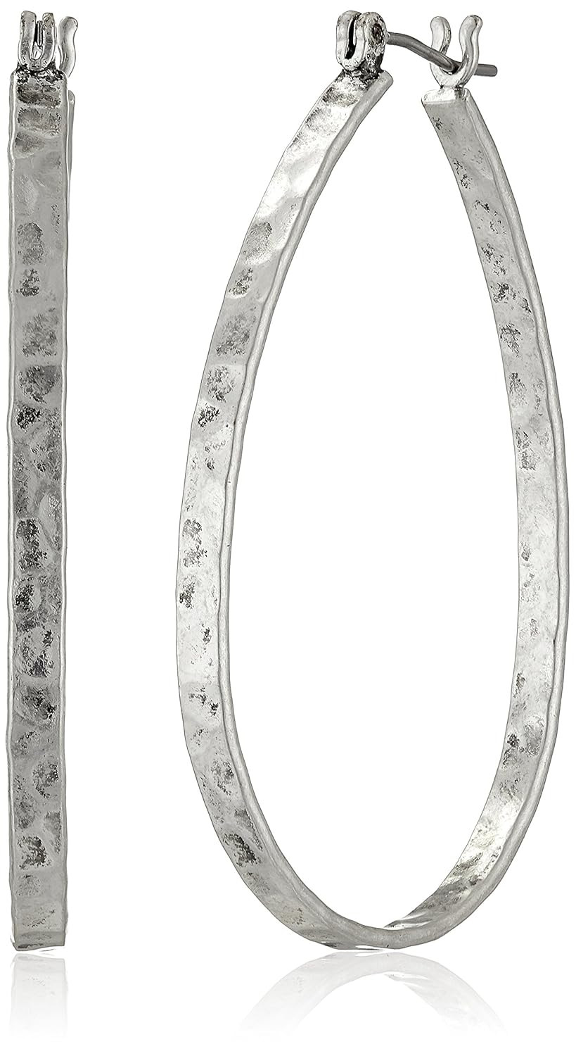 Lucky Brand Womens Textured Medium Oblong Hoops | Amazon (US)