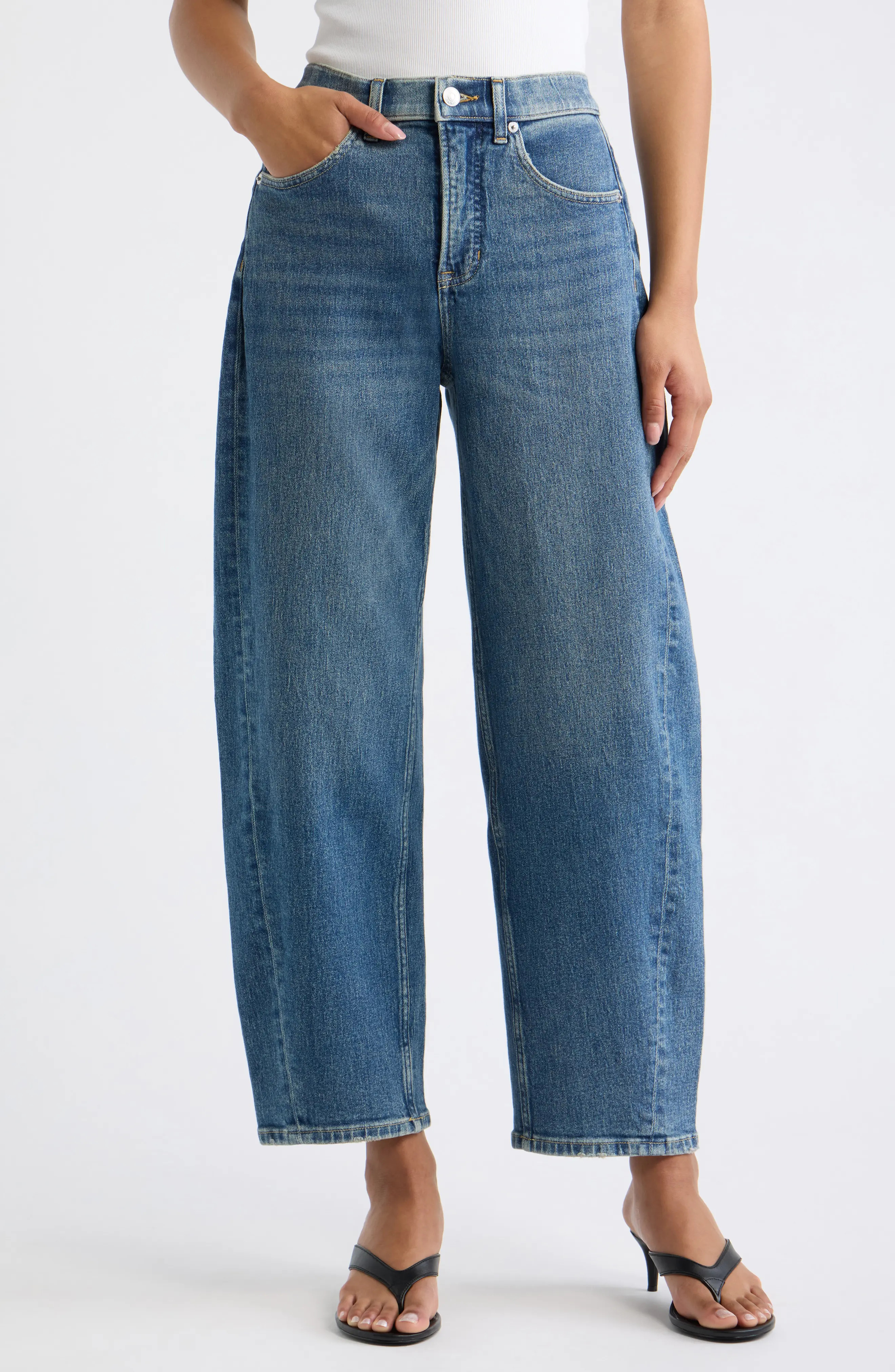 SPANX\u00ae SPANXshape\u00ae Authentic 360 Barrel Leg Jeans (Women) | Nordstrom | Nordstrom