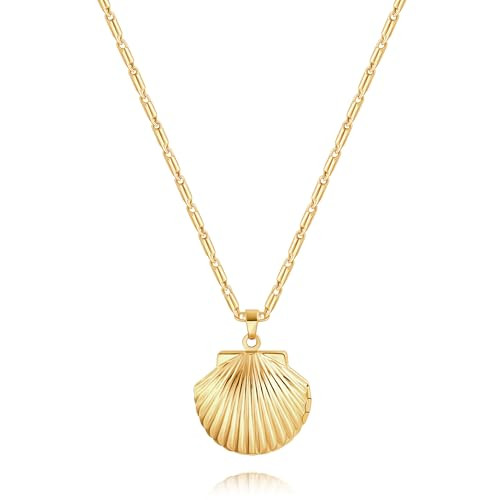 POTESSA 18K Gold Plated Shell Necklace Boho Beach Neck Chain Summer Vacation Fashion Neck Chain for Women | Amazon (US)
