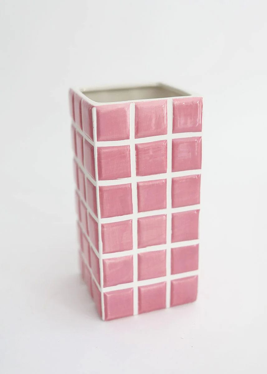 Pink Dolomite Ceramic Tile Vase - 8" | Afloral