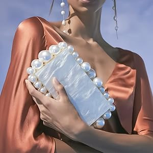 CARZA Acrylic Clutch Purse for Women with Marbling Evening Handbag Square Box Crossbody Bag with ... | Amazon (US)