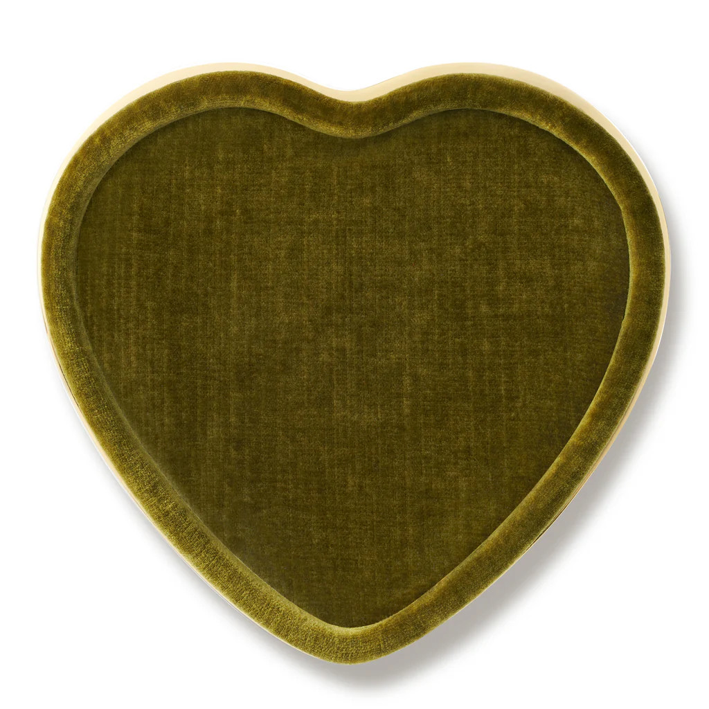 Valentina Velvet Heart Tray, Moss | Over The Moon