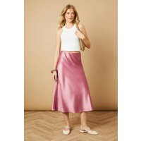 Womens Bias Cut Satin Midi Skirt - Pink - 12 | boohoo (US & Canada)