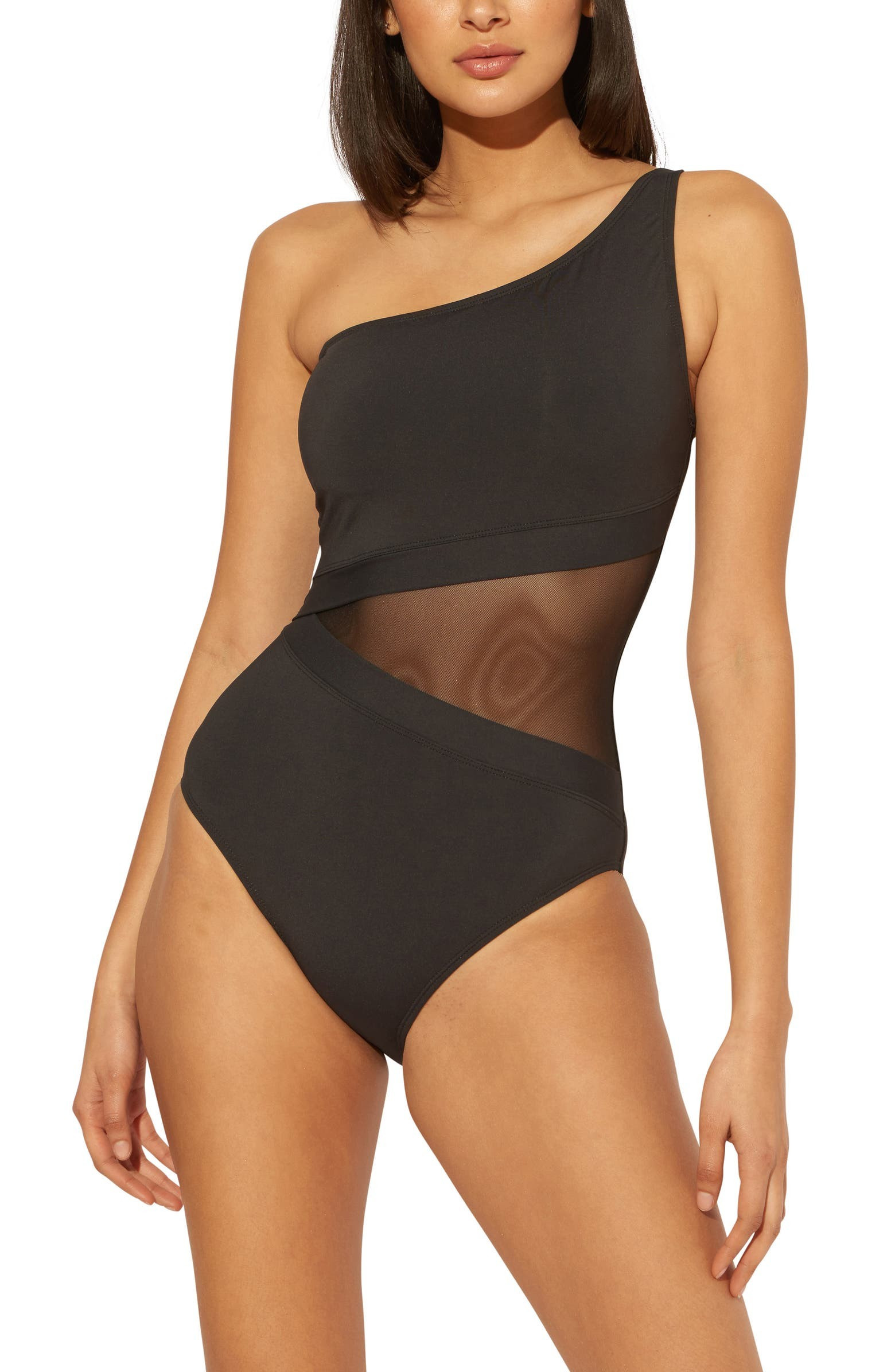 Don't Mesh with Me One-Shoulder One-Piece Swimsuit | Nordstrom