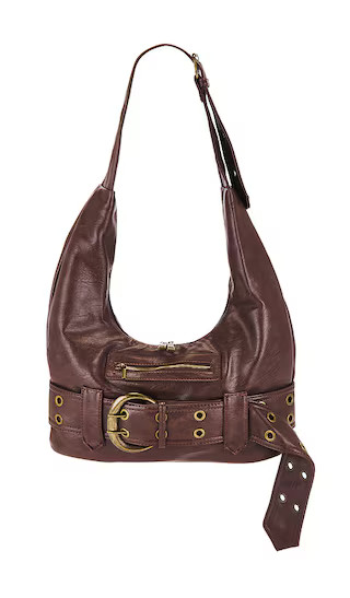 Brooke Studded Shoulder Bag in Brown | Revolve Clothing (Global)