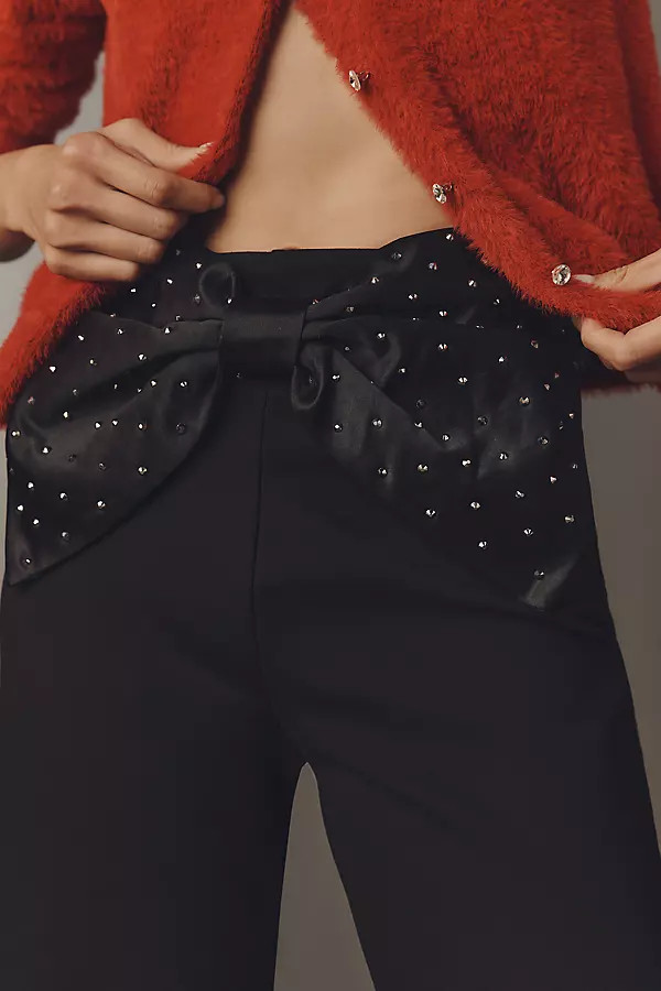 The Colette Crop Bow-Waist Sparkle Pants by Maeve | Anthropologie (US)