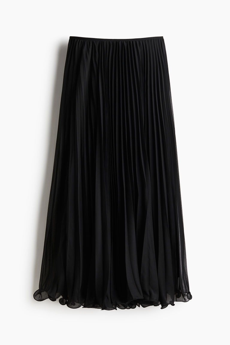H & M - Sheer pleated skirt - Black | H&M (UK, MY, IN, SG, PH, TW, HK)