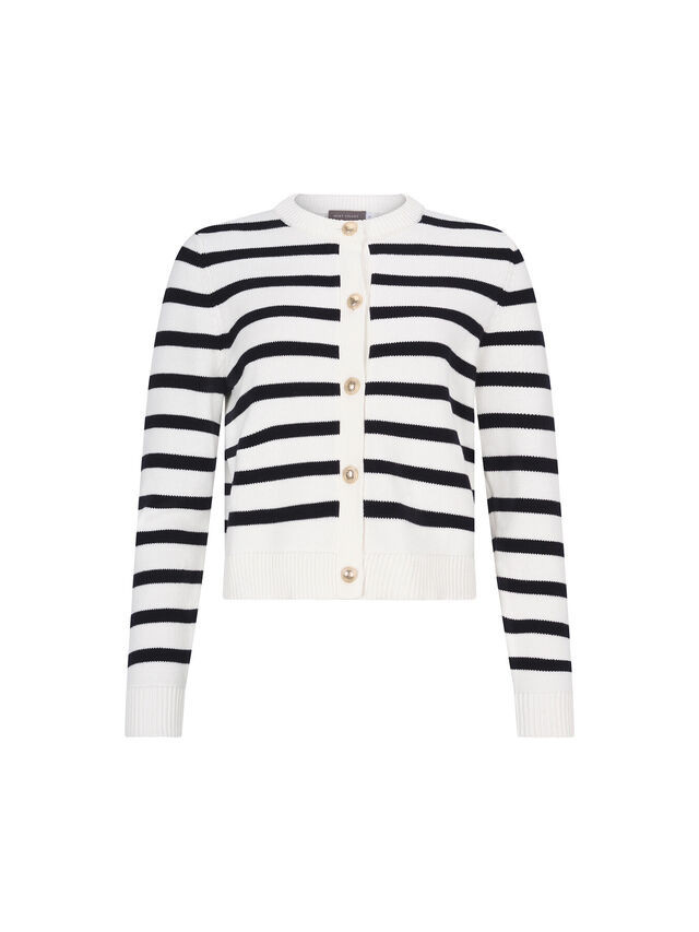 Mint Velvet Striped Crew Neck Cardigan | Cardigans | Fenwick | Fenwick