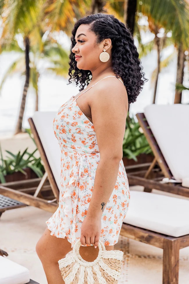 Let's Say This Off White/Orange Floral Romper | Pink Lily