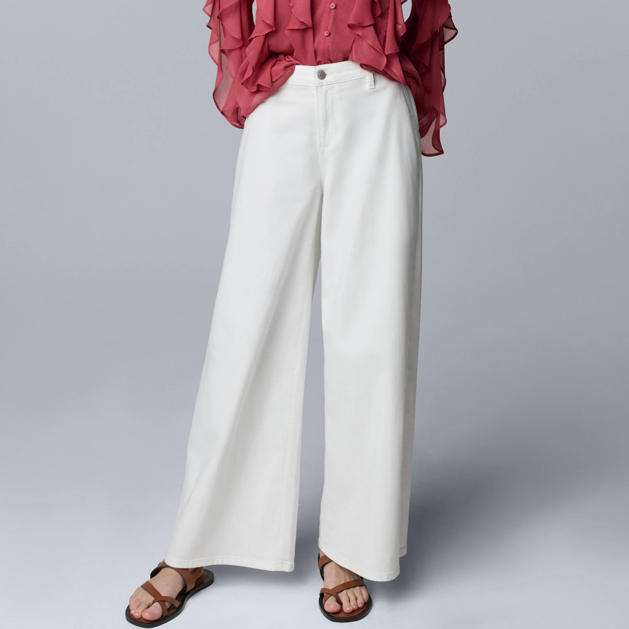 Women's Simply Vera Vera Wang Mid-Rise Palazzo Denim Pants | Kohl's