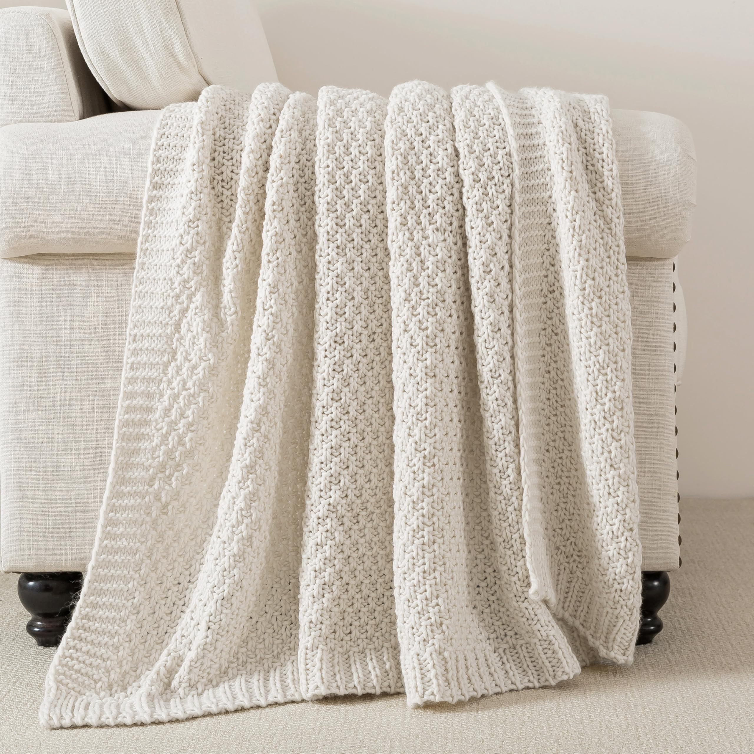 WDCOZY Chunky Cable Knit Throw Blanket Super Soft Warm Knitted Throw Blanket for Couch, Sofa, Cha... | Amazon (US)