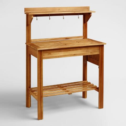 Natural Wood Outdoor Potting Bench | World Market