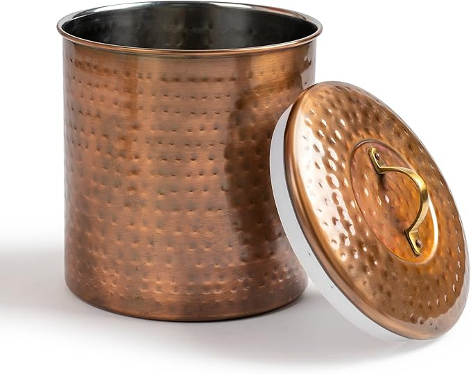 nu Steel Hammered Antique Copper 2 QT Stainless Steel Canister, Beautiful Food Storage Container ... | Amazon (US)