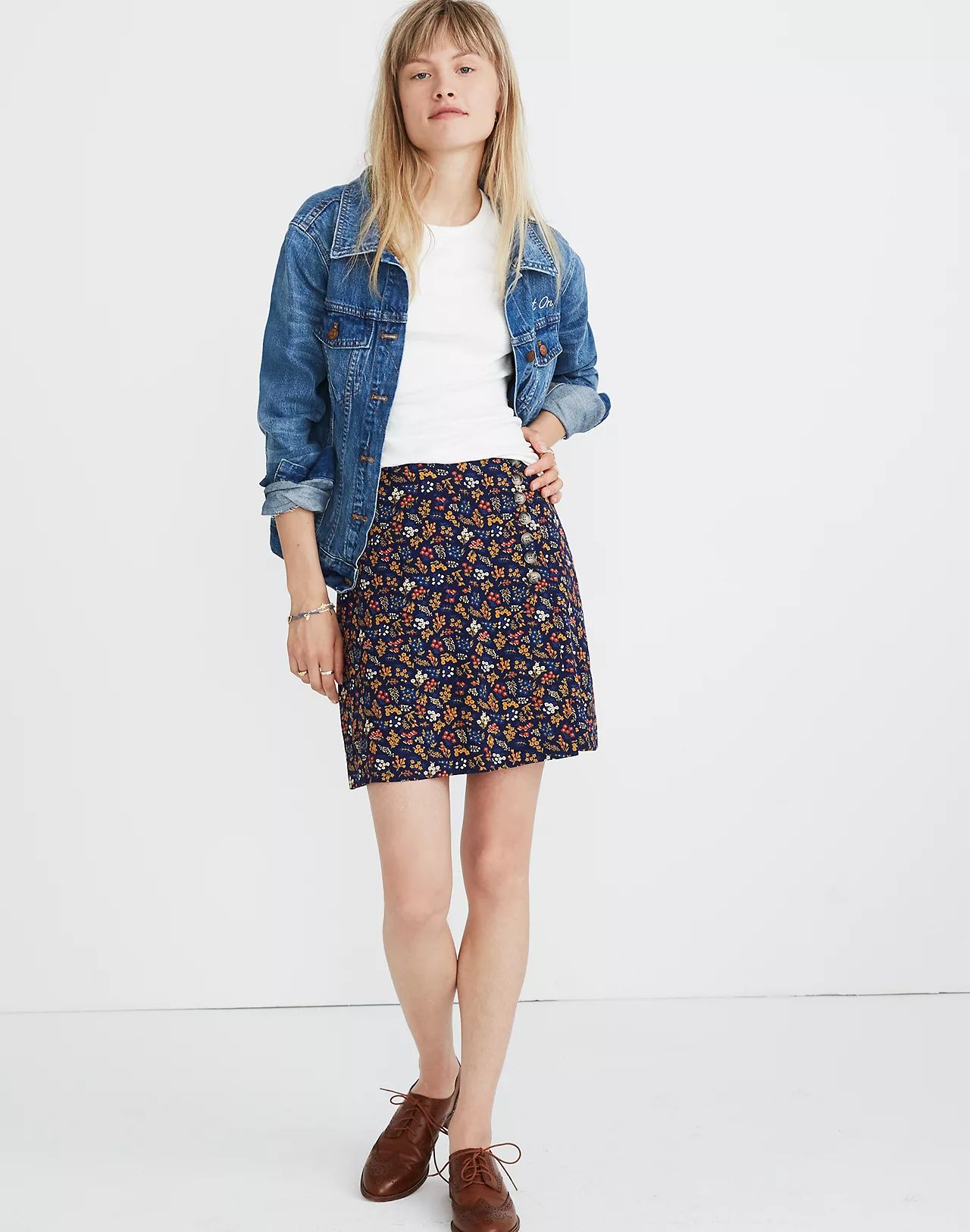 Side-Button A-Line Mini Skirt in Garden Party | Madewell