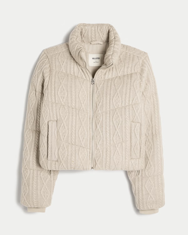 Sweater-Knit Mini Puffer Jacket | Hollister (US)