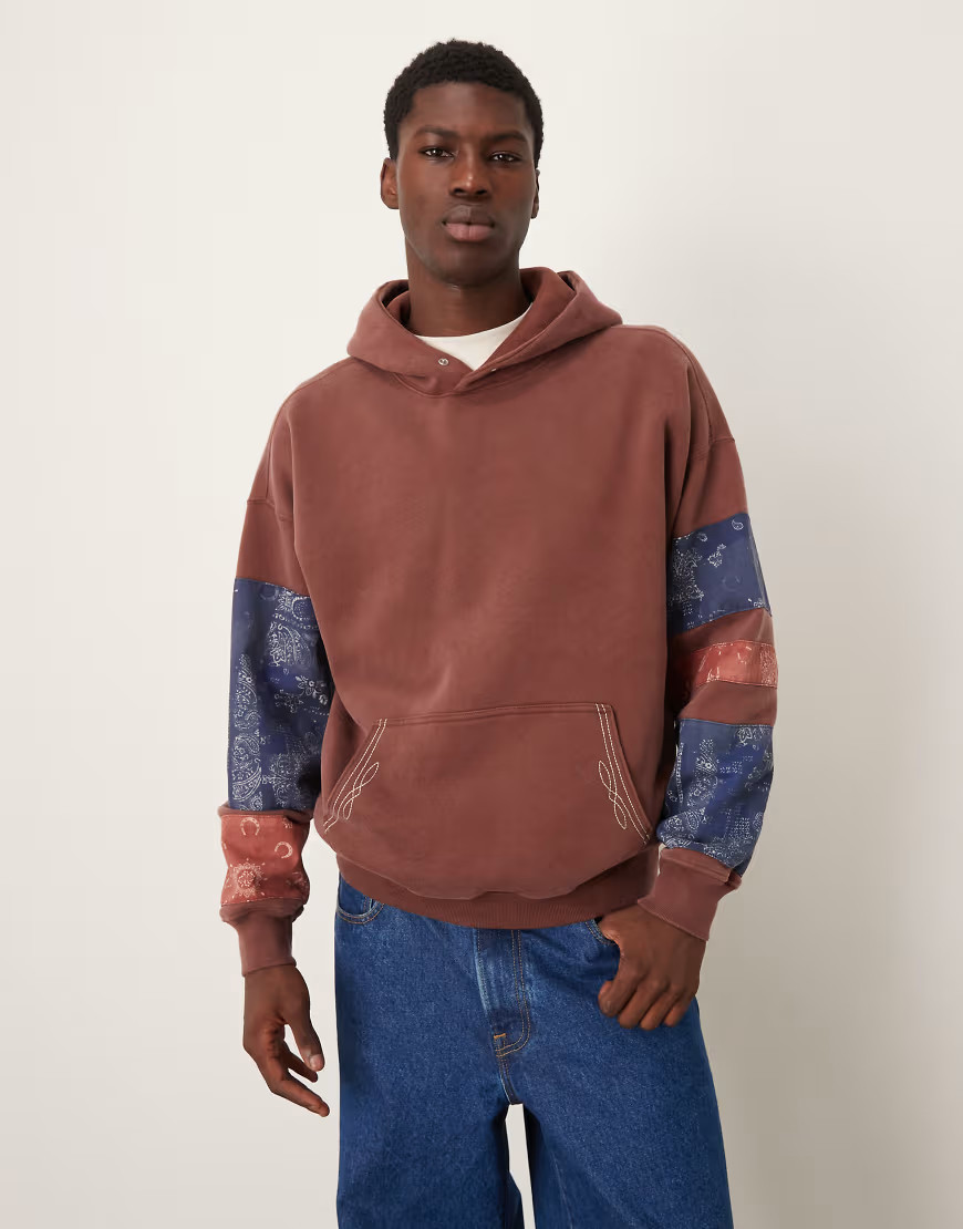Abercrombie & Fitch essential patchwork hoodie in chocolate brown | ASOS (Global)