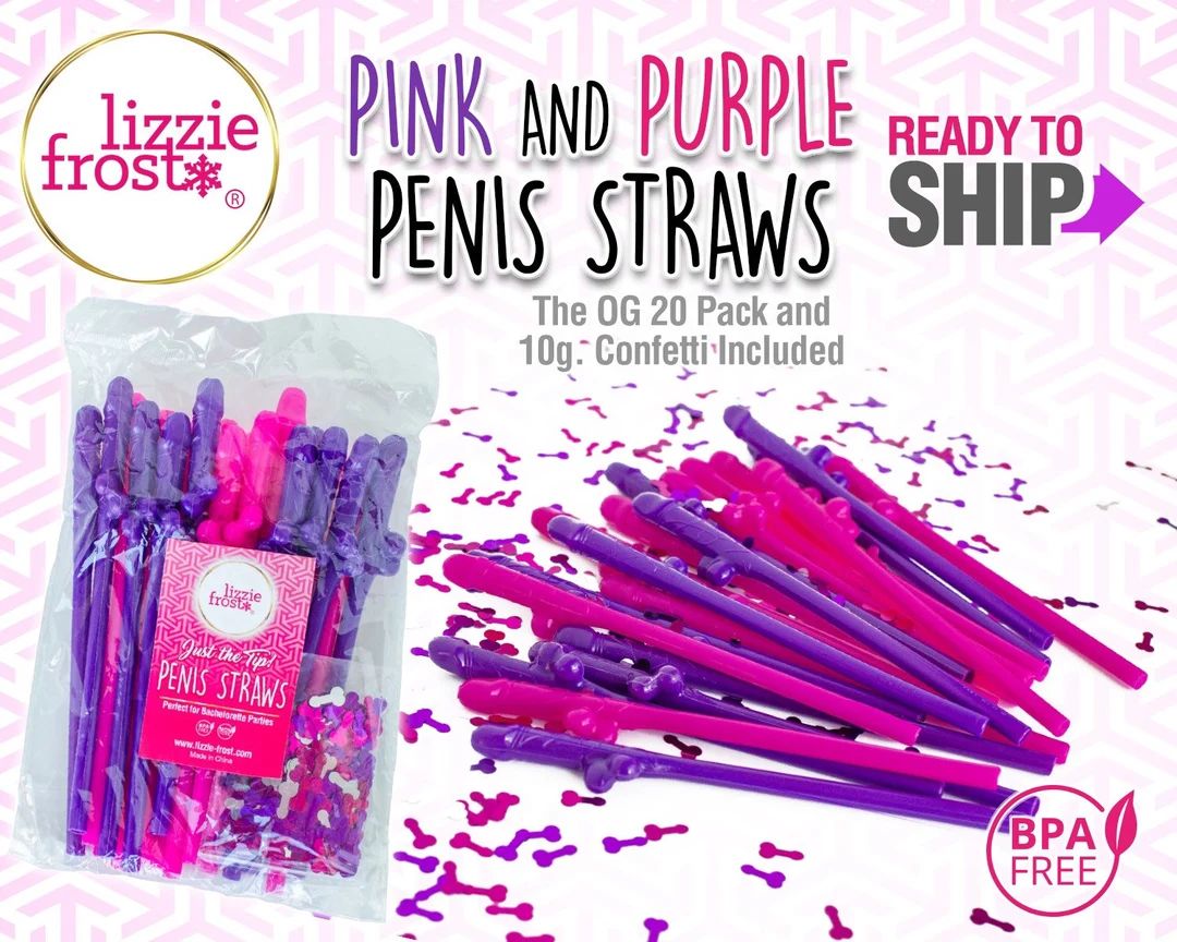 Penis Straws 20 Pack + Confetti by LIZZIE FROST Pink & Purple, Clearance,  Silly Willy Penis Stra... | Etsy (US)