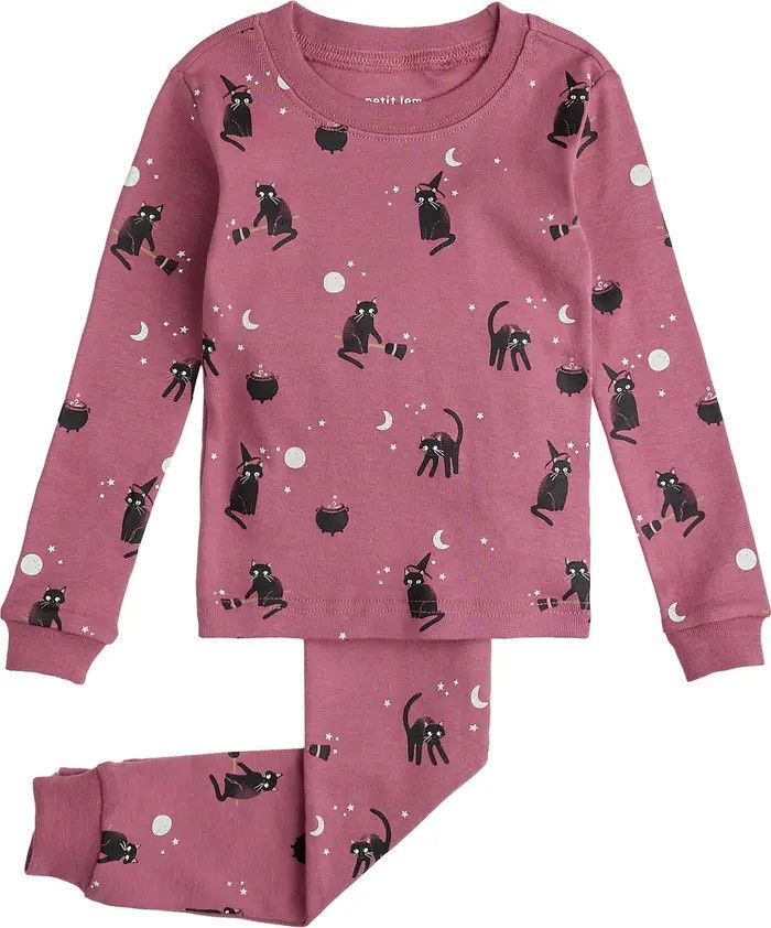 Halloween Cats Glow in the Dark Fitted Two-Piece Pajamas | Nordstrom