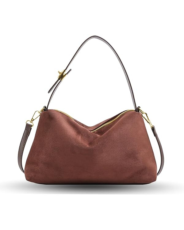 Suede Purses for Women Fashion Slouchy Shoulder Bag Retro Crescent Satchel Hobo Handbags for 2024 | Amazon (US)