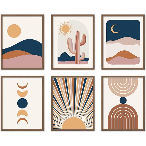 Boho Wall Art Prints Southwestern Art Wall Decor Neutral Aesthetic Wall Collage Kit, Modern Wall ... | Wayfair North America