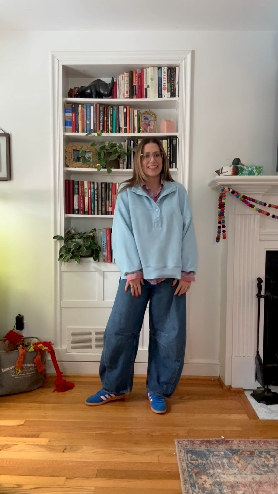 I love a button up/half zip (or button 😉) pairing. It offers so many color, pattern, texture options! Pulling in some soft pastels to prep for Valentines Day weekend ❤️.

This sweater is from last year but I've linked this year's version. These horseshoe jeans are so fun, I immediately feel 14 and they run tts  

#LTKootd #LTKSeasonal