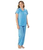 Exquisite Form Women's Coloratura Sleepwear Short Sleeve Pajama Set 90107, Purity Blue, Small | Amazon (US)