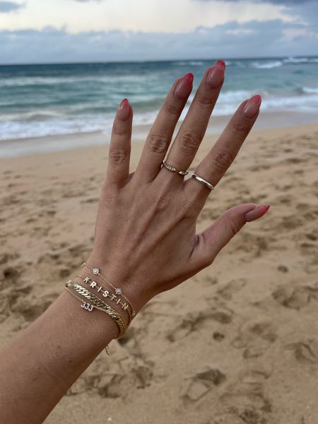 Jewelry Stacks:
-
Baublebar: Daisy Chain, Angel Numbers, Name Bracelet, plain ring

Electric Picks: Thicker Chain “Soho” Bracelet and middle finger ring - Code: WildOne20 

#LTKfindsunder100 #LTKstyletip
