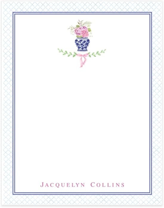 Lemon Grace Co Ginger Jar Notepad, Chinoiserie Blue White Notepad, Personalized Hydrangea Gift-AN... | Amazon (US)
